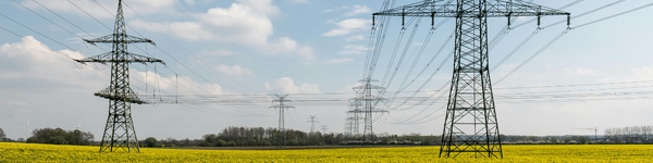 electric power lines in field